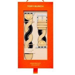 Tory Burch Braided Apple Watch Strap! Black and Cream. New!